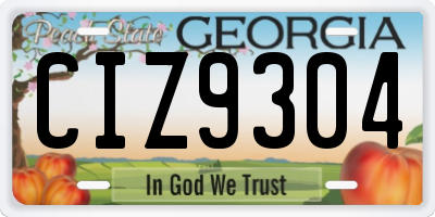 GA license plate CIZ9304
