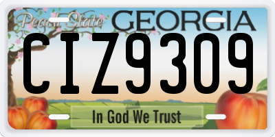 GA license plate CIZ9309