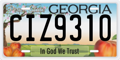 GA license plate CIZ9310