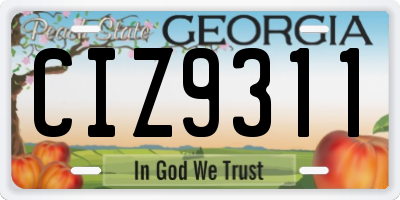 GA license plate CIZ9311