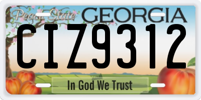 GA license plate CIZ9312