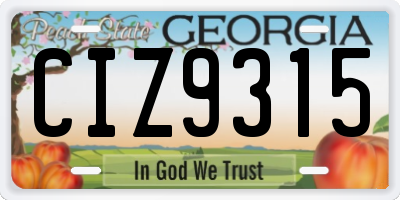GA license plate CIZ9315