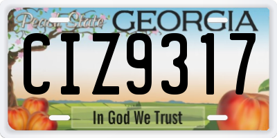 GA license plate CIZ9317