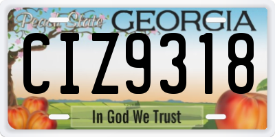 GA license plate CIZ9318