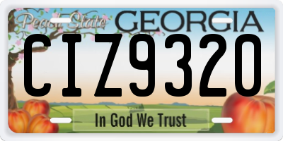 GA license plate CIZ9320