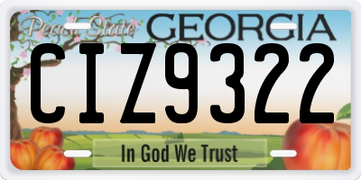GA license plate CIZ9322