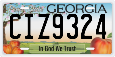 GA license plate CIZ9324
