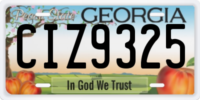 GA license plate CIZ9325