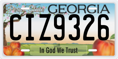 GA license plate CIZ9326