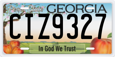 GA license plate CIZ9327