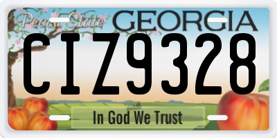 GA license plate CIZ9328