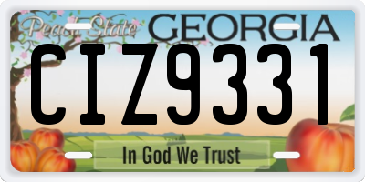 GA license plate CIZ9331