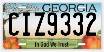 GA license plate CIZ9332