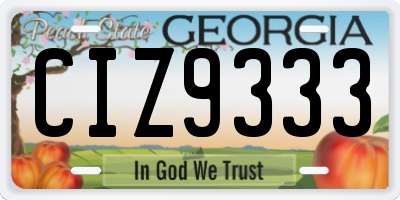 GA license plate CIZ9333