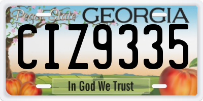 GA license plate CIZ9335