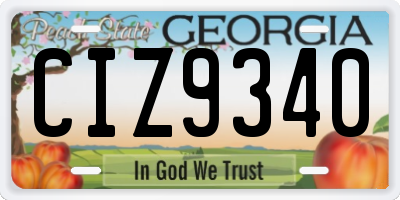GA license plate CIZ9340
