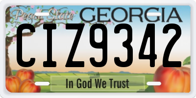 GA license plate CIZ9342