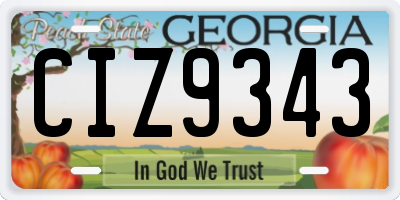 GA license plate CIZ9343