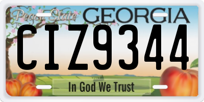 GA license plate CIZ9344