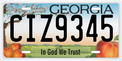 GA license plate CIZ9345
