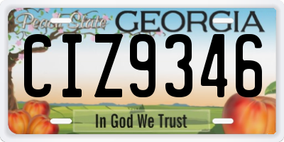 GA license plate CIZ9346