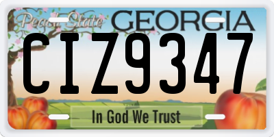 GA license plate CIZ9347