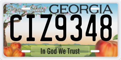GA license plate CIZ9348