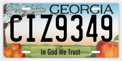 GA license plate CIZ9349