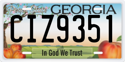 GA license plate CIZ9351