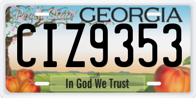 GA license plate CIZ9353