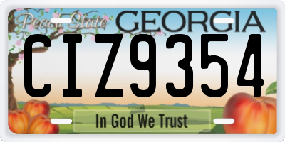 GA license plate CIZ9354