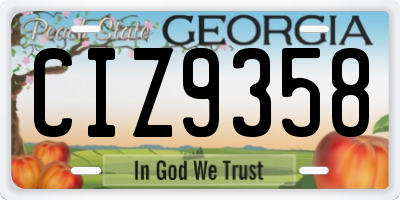 GA license plate CIZ9358