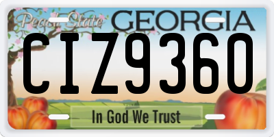 GA license plate CIZ9360