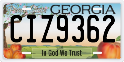GA license plate CIZ9362