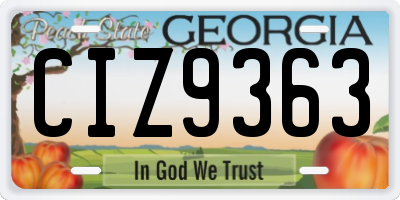 GA license plate CIZ9363