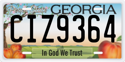GA license plate CIZ9364