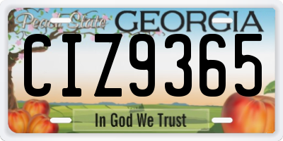 GA license plate CIZ9365
