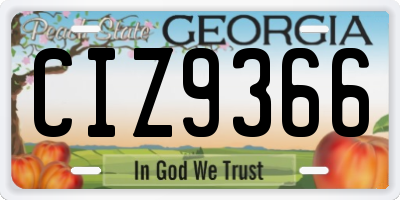 GA license plate CIZ9366