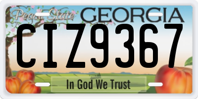 GA license plate CIZ9367
