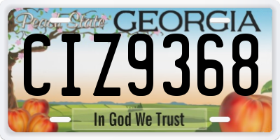 GA license plate CIZ9368