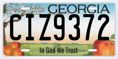 GA license plate CIZ9372