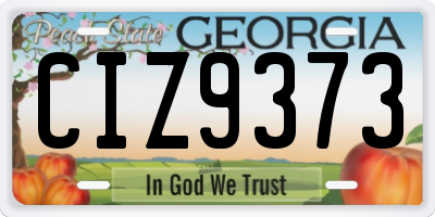 GA license plate CIZ9373