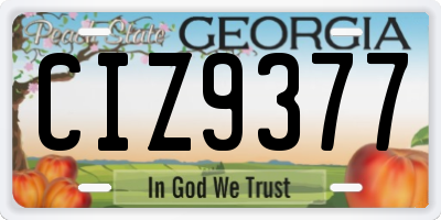 GA license plate CIZ9377