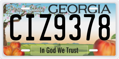 GA license plate CIZ9378