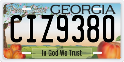 GA license plate CIZ9380