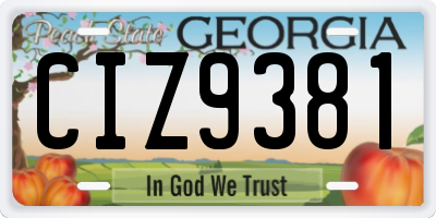 GA license plate CIZ9381