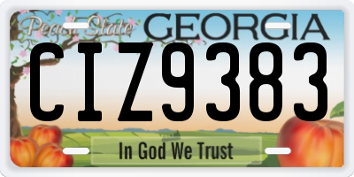 GA license plate CIZ9383