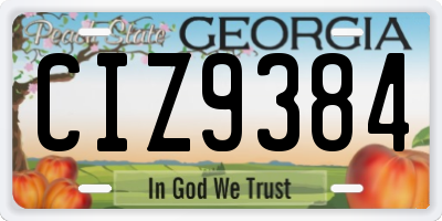 GA license plate CIZ9384