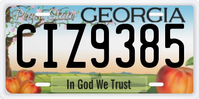 GA license plate CIZ9385