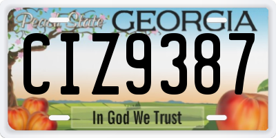 GA license plate CIZ9387